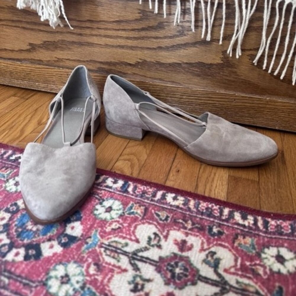 Eileen Fisher Suede Criss Cross Taupe Suede Flats - 8